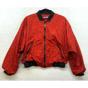 Vintage Tail Jacket Womens Medium Red Black Bomber 80s Retro Streetwear Zip